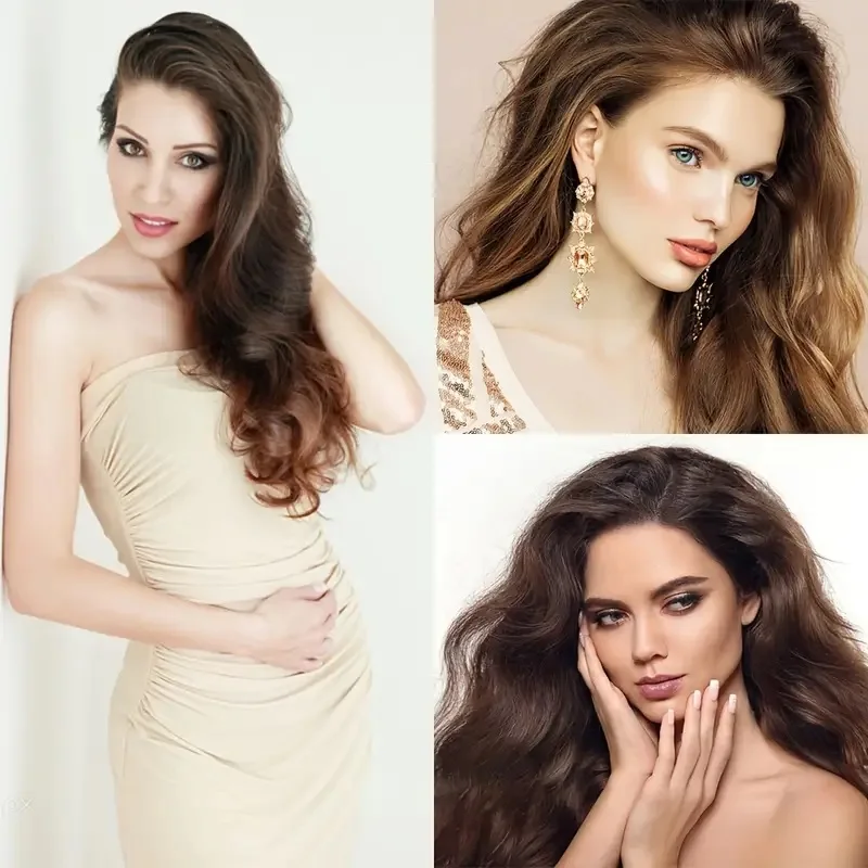 Extensiones de cabello con clip, 7 piezas para cabeza completa, 22 pulgadas, largas, rizadas y onduladas, sintéticas, naturales, para mujeres y niñas 5