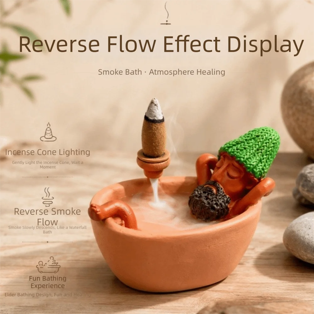 Resin Bathtub Backflow Incense Burner Cute Animal Ash Collection Tray Cone Incense Holder Stable Base Handicraft