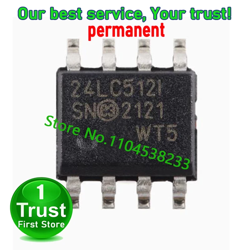 24LC512 24LC512I 24LC512-I/SN 10PCS/LOT  24LC512T-I/SN -E/SN SOP8  Trust First   in stock