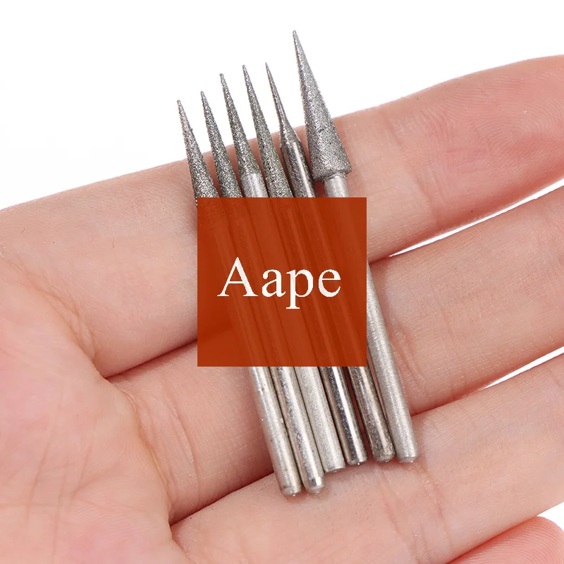 

6 шт. 1-4 мм алмазная шлифовальная головка, игольчатые биты, заусенцы, гравировальный инструмент для резьбы 2,35 мм