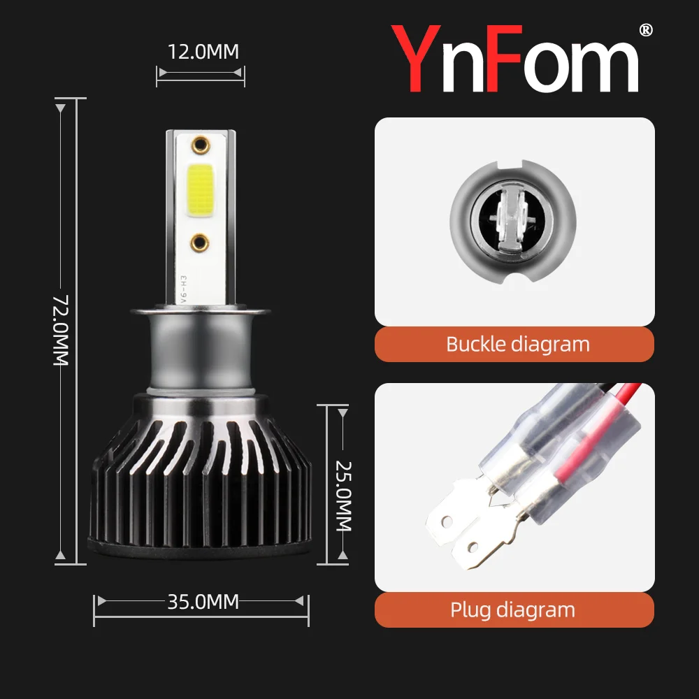 YnFom Car Special Halogen To LED Headligh (2 Pcs) H3 Bulbs Kit For Cars Fog Lamp,Car Accessories