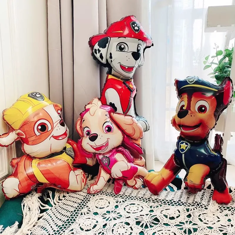 4 Stück Paw Patrol Themenballons Partydekoration Zubehör Rettungshund Chase Rubble Aluminiumfolienballon Kindergeburtstagsgeschenk
