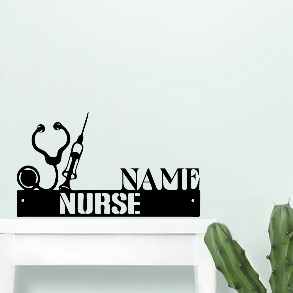 

1pc hot sale nurse symbol Custom name Tin Wall Signs Tin Plate Signs For hospital or clinic desk decor