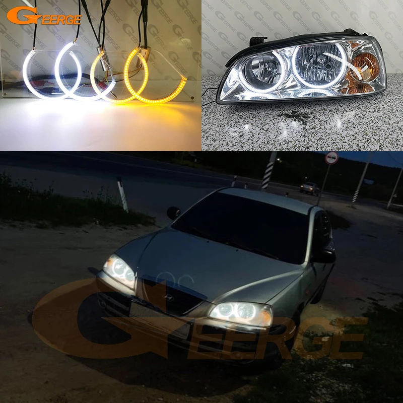 For Hyundai Elantra XD 2004 2005 2006 Ultra Bright Day Light Turn Signal SMD LED Angel Eyes Halo Rings Kit Car Accessories