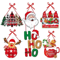 Navidad Christmas Decor Door Pendants Paper Santa faceless doll Welcome Sign Hanging Ornament New Year Party Xmas Noel 2024 Gift