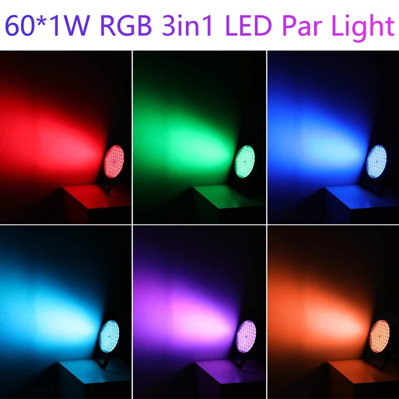 LED Stage Par Light 60*1W RGB 3in1 With Remote Control Effect DJ Disco Party Wedding Holiday Bar Club Decoration Show Sound Lamp