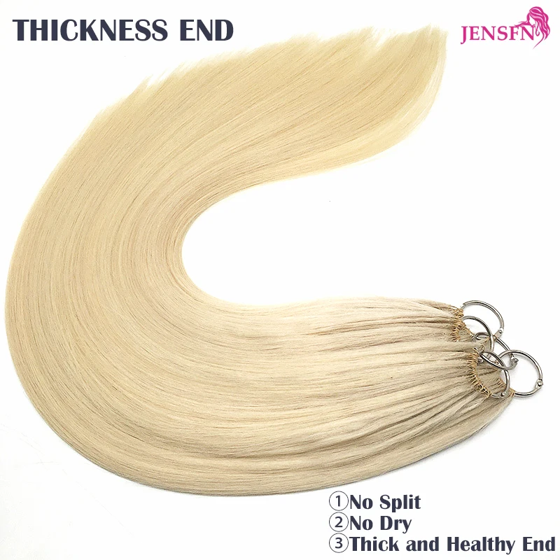 JENSFN Micro Feather New Hair Extensions Real Human Hair Straight Hand Knitting 16\