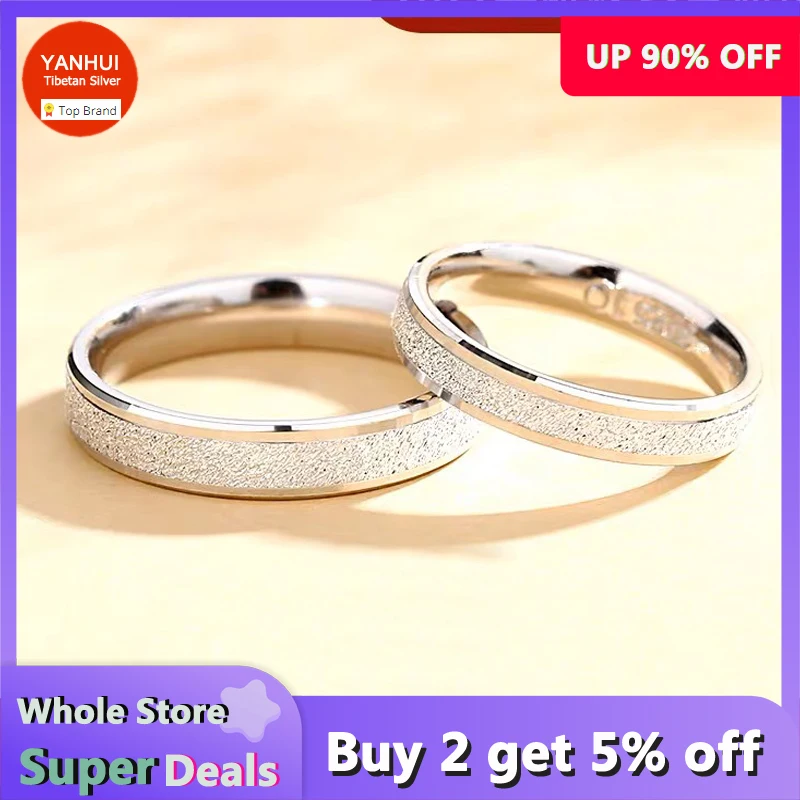 

New Cool Unisex Frosting Ring High Quality 18K White Gold Color Stainless Steel Rings for Women Men Fashion Jewelry Lover Gift