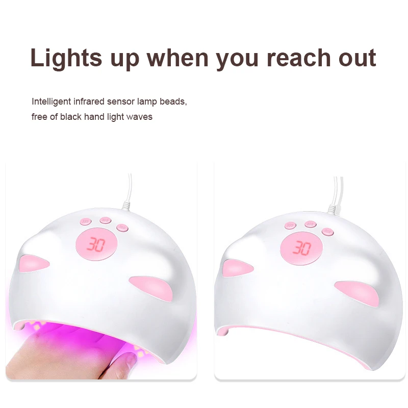 Nagellamp Nageldroger Dubbele Handen Led UV-Lamp Voor Het Uitharden Van UV-Gel Nagellak Met Bewegingsgevoelige Manicure-Tool