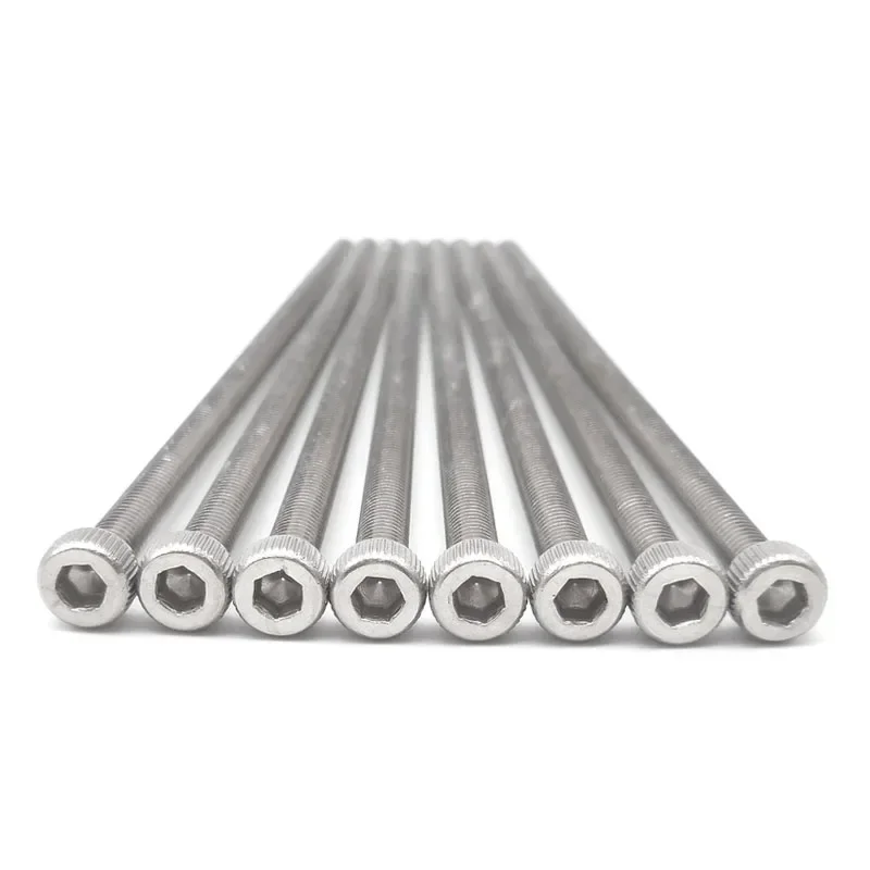 M2 M3 M4 M5 M6 M8 M10 M12 DIN912 304 Stainless Steel Inner Hexagon Lengthen Screw Knurled Cup Head Bolts Extra Long Screws Bolt