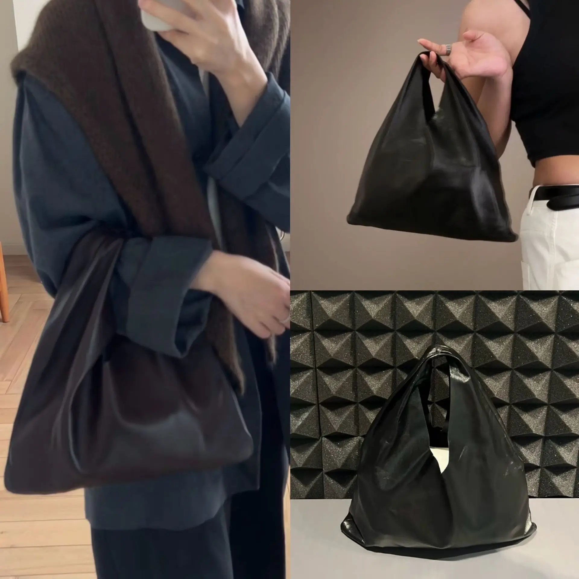 Soft Breathable Premium Triangle-Shaped Cowhide Handbag Versatile Minimalist Tote Bag