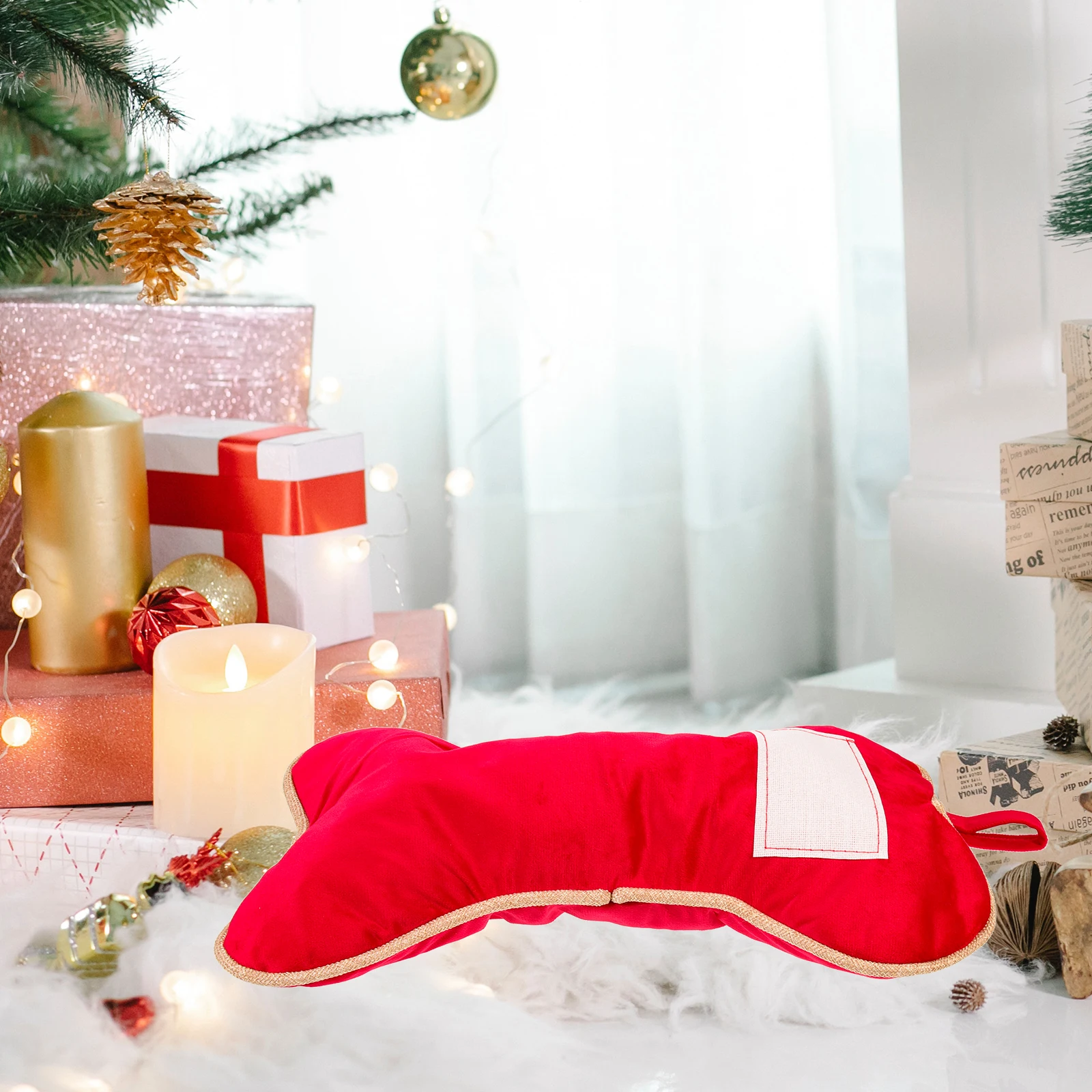 

Christmas Stocking Bone Delicate Xmas Hanging Sock Festival Cloth Gift Bag Tree Pendant