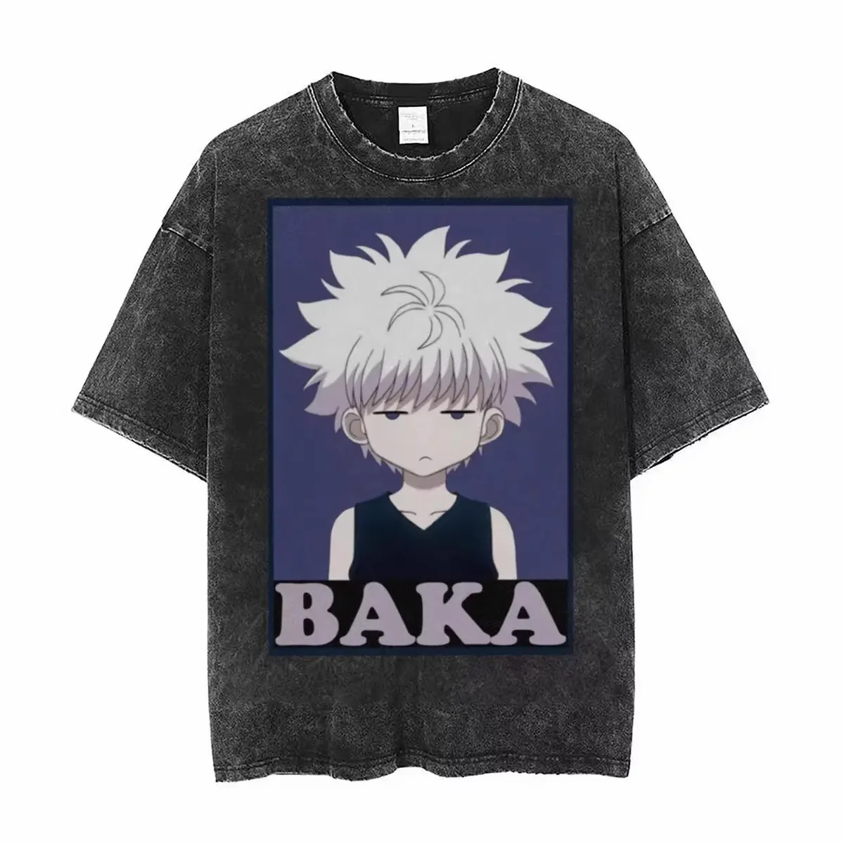 

2025 Hot Y2K Summer Oversized Anime Full-time Hunter X Hunter Retro Do Old Summer Cotton Wash Short Sleeve T-shirt Men and Women