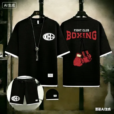 

Men One Piece Trafalgar Law Death Surgeon Print 2 Piece Outfit Waffle Knit T-shirt + Shorts Set Anime Manga Streetwear Tracksuit