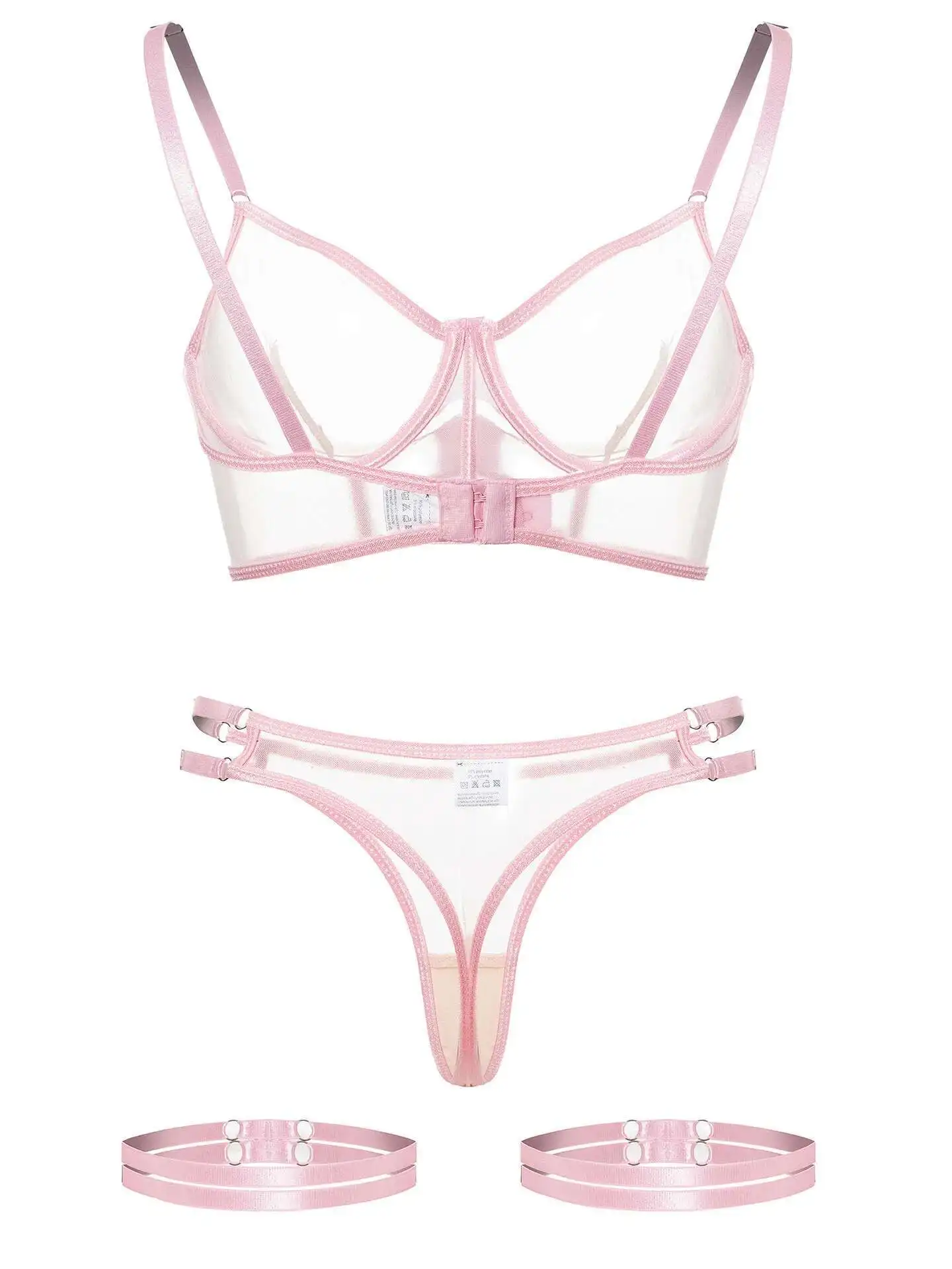 Sexy Transparent Bikini Backless Deep V Suspenders Sleeveless Bikini For Beach Vacation Holiday Pool Party Charming Elegant UF07