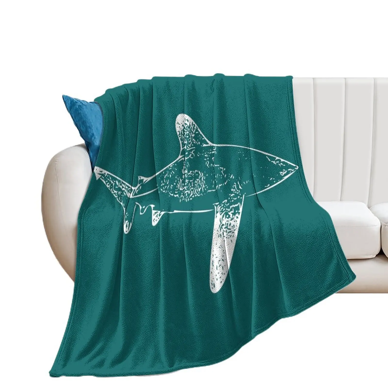 Oceanic Whitetip Shark White Print Throw Blanket Polar Flannel Fabric Fashion Sofas For Baby Blankets