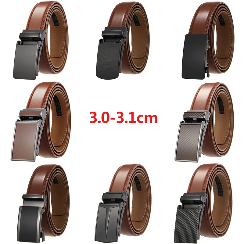 

New Fashion 3.1cm 3cm Width Genuine Leather Belt Men Automatic Buckle Fashion Mens Luxury Designer Belts Waist Brown