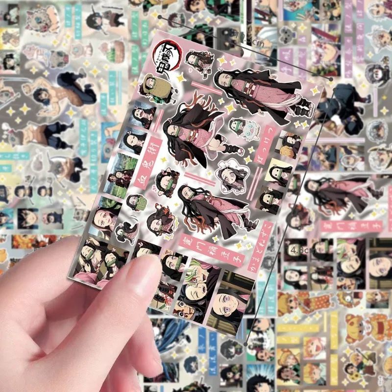 

8 Sheets/pack Demon Slayer Anime Character Stickers Cute Cartoon Peripherals Tanjiro Nezuko Simple 2D Waterproof Sticker Gift