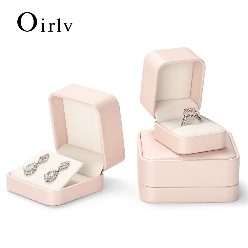 Oirlv Jewelry Ring Box PU Leather Necklace Packaging Organizer Ring Box Bulk Gift Box Earring Holder Gift Box Necklace Organizer