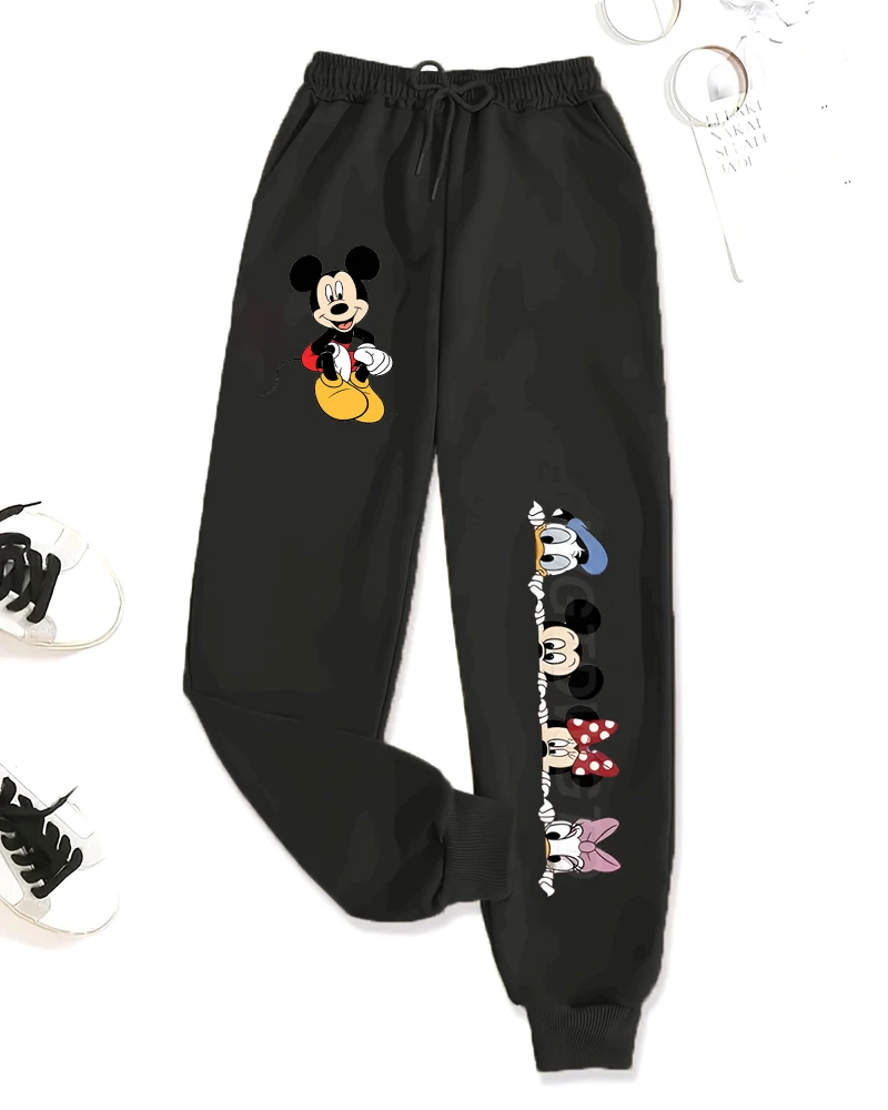 

Cartoon Mickey Mouse Printed Kids Outdoor Trousers Children's Sports Joggers Straight Leg Kids Long Pants with Side Pockets
