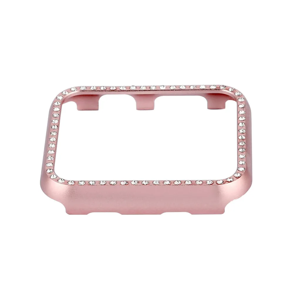 

Чехол для часов из алюминиевого сплава с блестящими кристаллами и бриллиантами, защитная рамка, розовое золото, 38 мм, для серии 3, 2, 1, Sport Edition