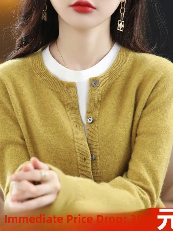 

Sli round Ne Knitted Open Cardigan Women's Sweater Outerwear Spring Autumn Faionable Long Sve Casual Wear