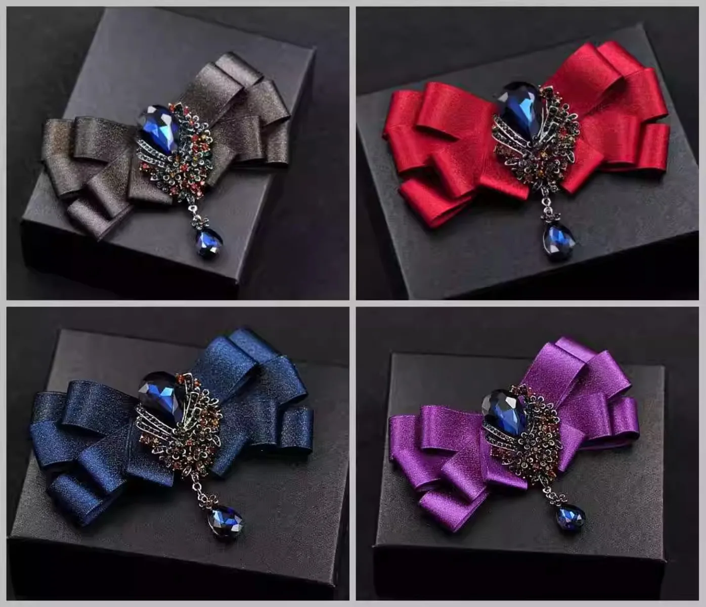 

Luxury Rhinestone Bowtie Men's Concert Bows Accessories Wedding Suit Shirt Collar Flowers High-end Handmade Brooch Jewelry Gifts