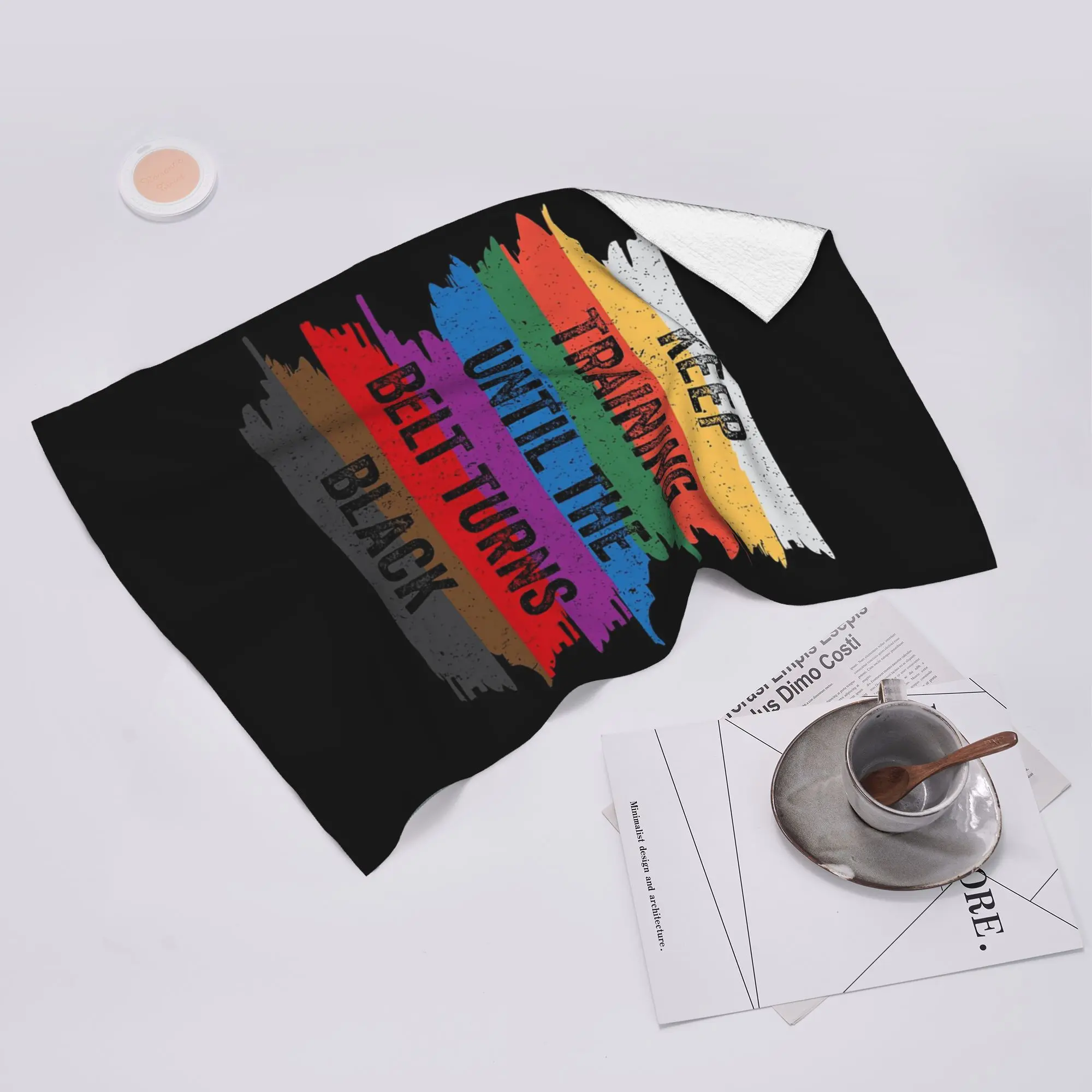 Funny Karate Design Keep Training Until The Belt Turns Black Transp Lightarent Soft Face Towel Quick Dry Pool Bath Cotton Towels