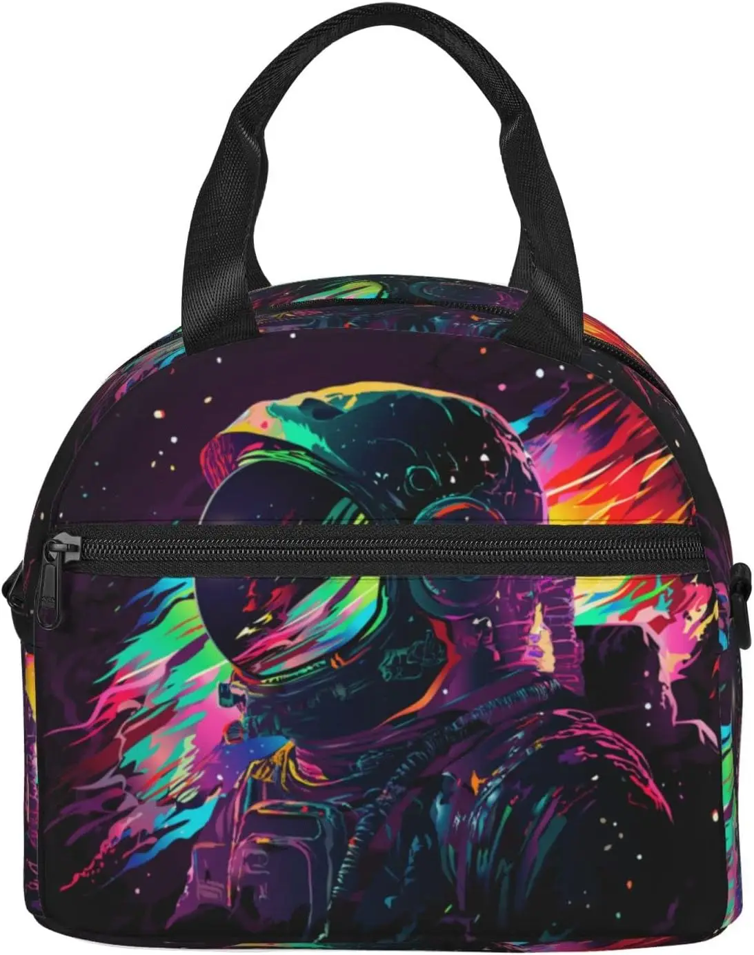 Astronaut Colorful Insulated Lunch Bag with Straps for Women and Men, Waterproof Tote Bag for Office and Travel