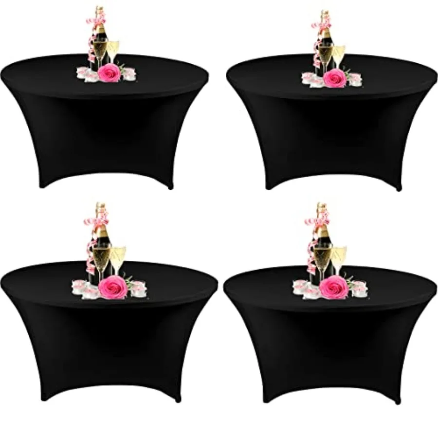 

4 Pack 60 Spandex Tablecloth - 5Feet 60 in Round Stretch Tablecloth Party Elastic Table Cloths Stretch Table Cover for Wedding