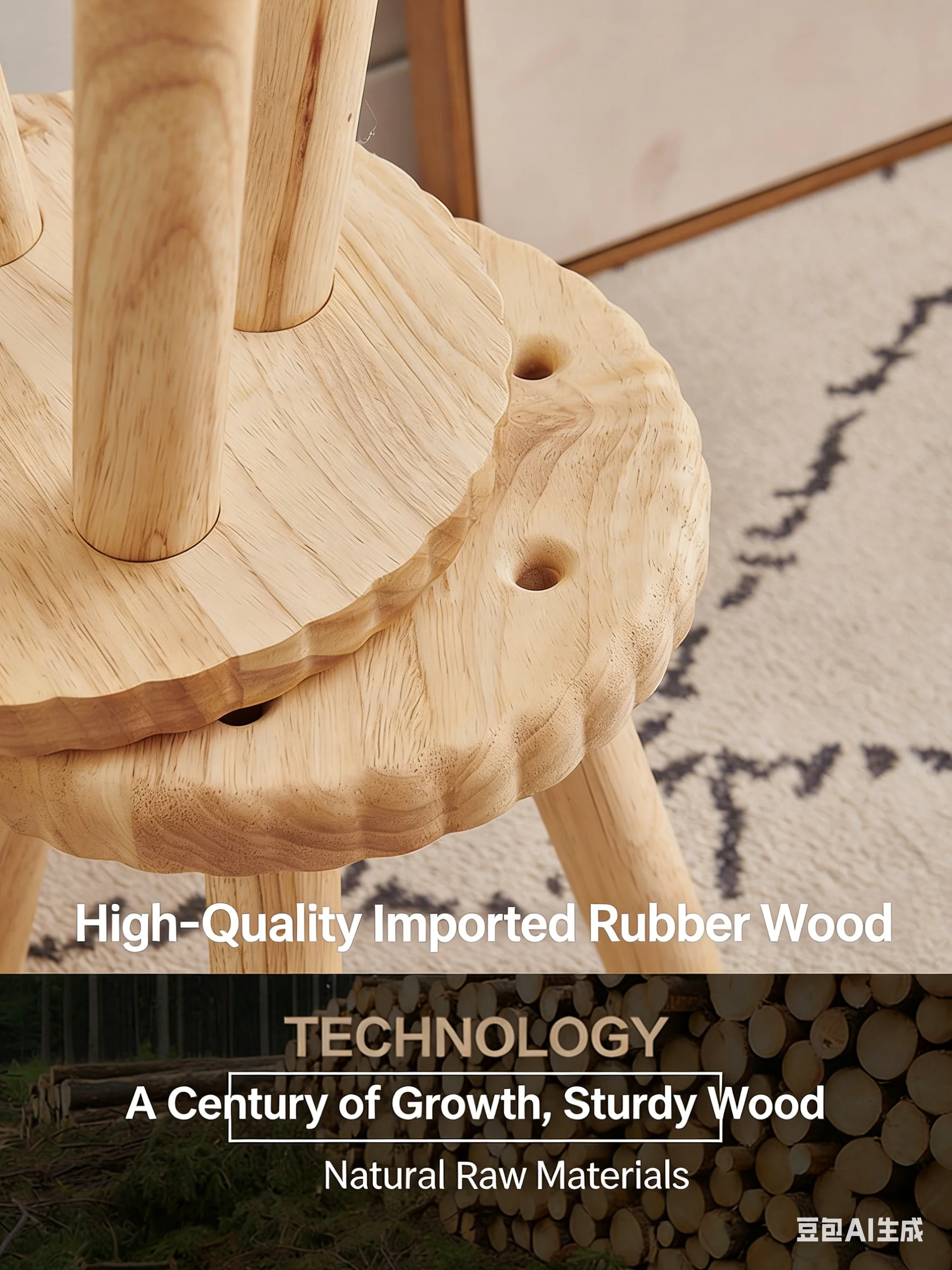 A solid wood low stool, a home-use cookie-shaped round stool, suitable for the living room