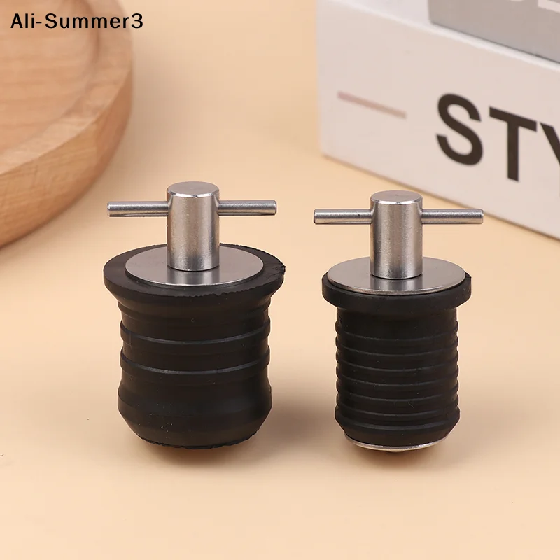 【TG16】25MM/32MM T-Griff Ablassstopfen Drehverschluss Marine-Bootsablassstopfen Gummistopfen mit Edelstahlgriff Bootszubehör