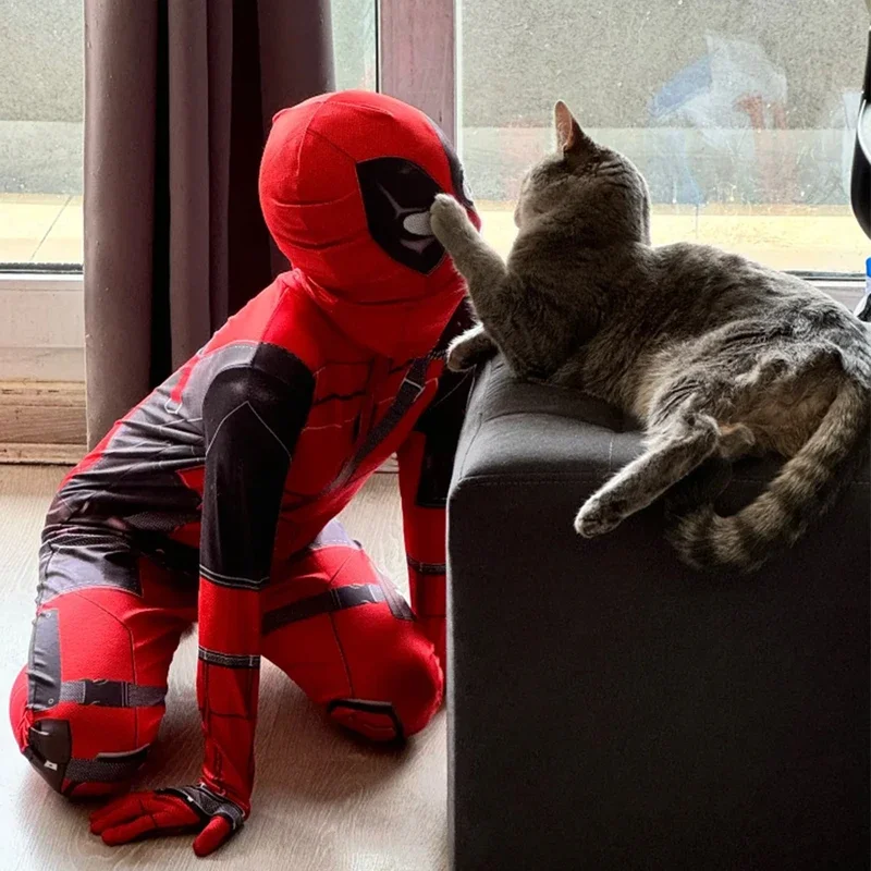 MARVEL Deadpool Cosplay Ragazzi Costume da uomo Spandex di qualità Supereroe Personaggio del film Body con maschera Bambini Natale G ^ 0 * l