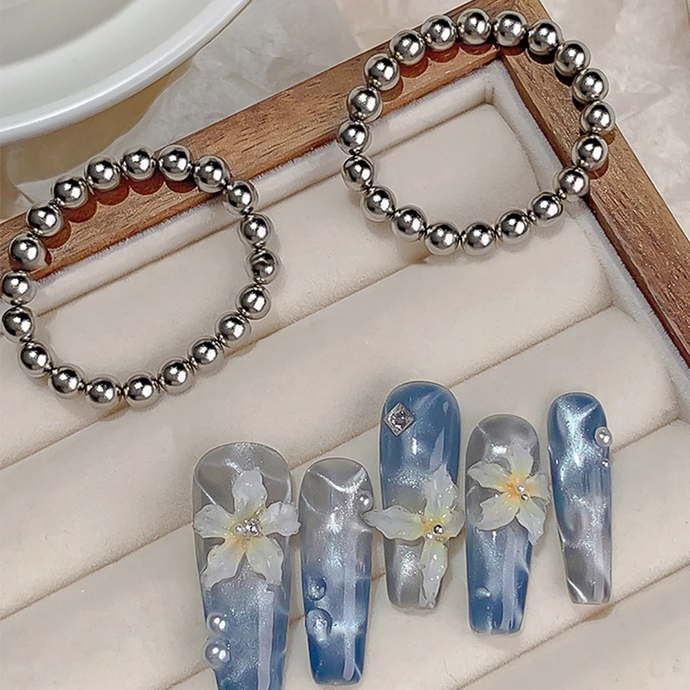 Klimonla 1/3/5Pcs Nail Round Magnet Balls Multi-function Nails Sparkling Flower Carving Cat Magnet Nail Art Tool