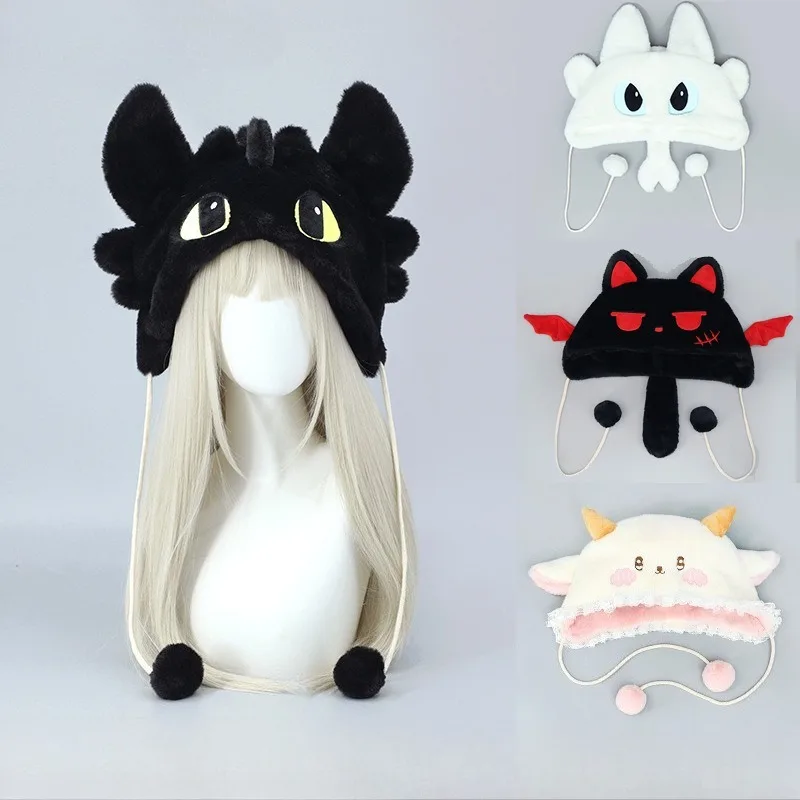 Women Men Dragon Hat Night Fury Light Fury Caps Trendy Cotton Plush Warm Earflap Cap Adult Headgear Cosplay Accessories Prop