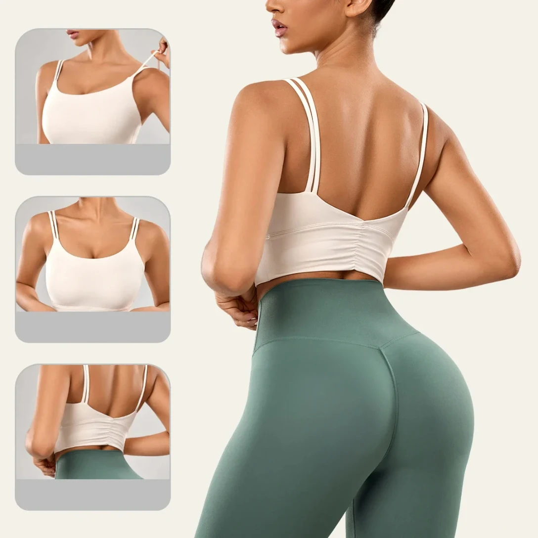 Women Sports bras Fitness Fixed Chest Mat Sports Underwear Breathable Shockproof Quick Dry Running Cycling Pilates Yoga Bra