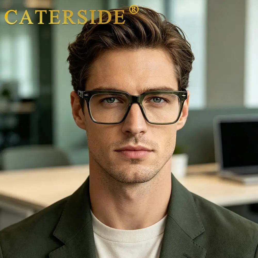 CATERSIDE Neue Modische Herrenbrille Tr90 Quadratischer Rahmen Anti-Blaulicht-Brille Damen Business- und Freizeit-Dekorationsbrille – Detail 3