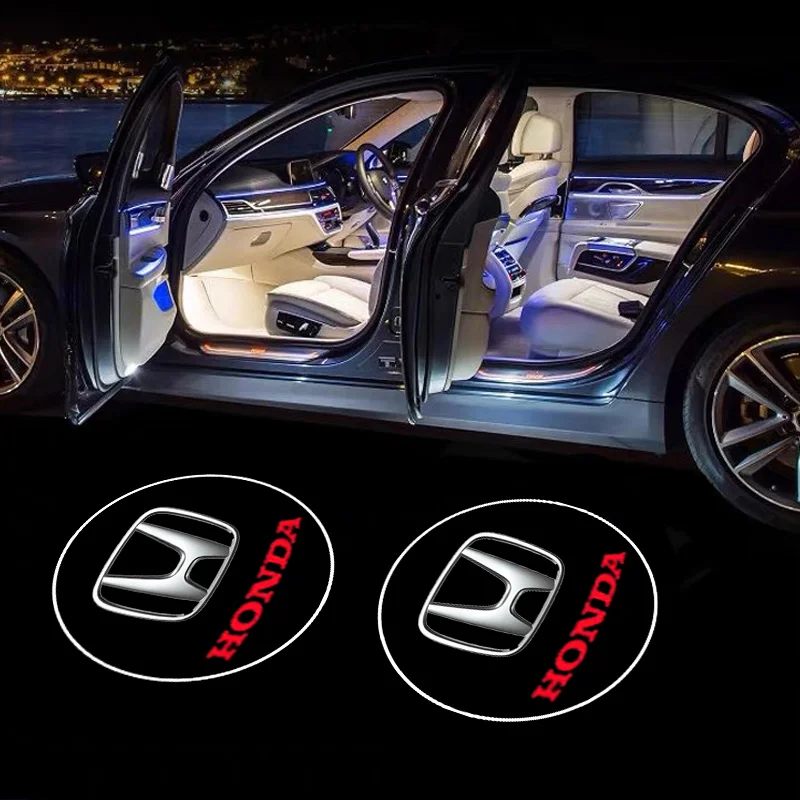 

2Pcs Led Car Door Welcome Light Projector Lamp For Honda Civci CRV Accord Mugen Prelude FIT City CRZ CRX Civci Auto Accessories