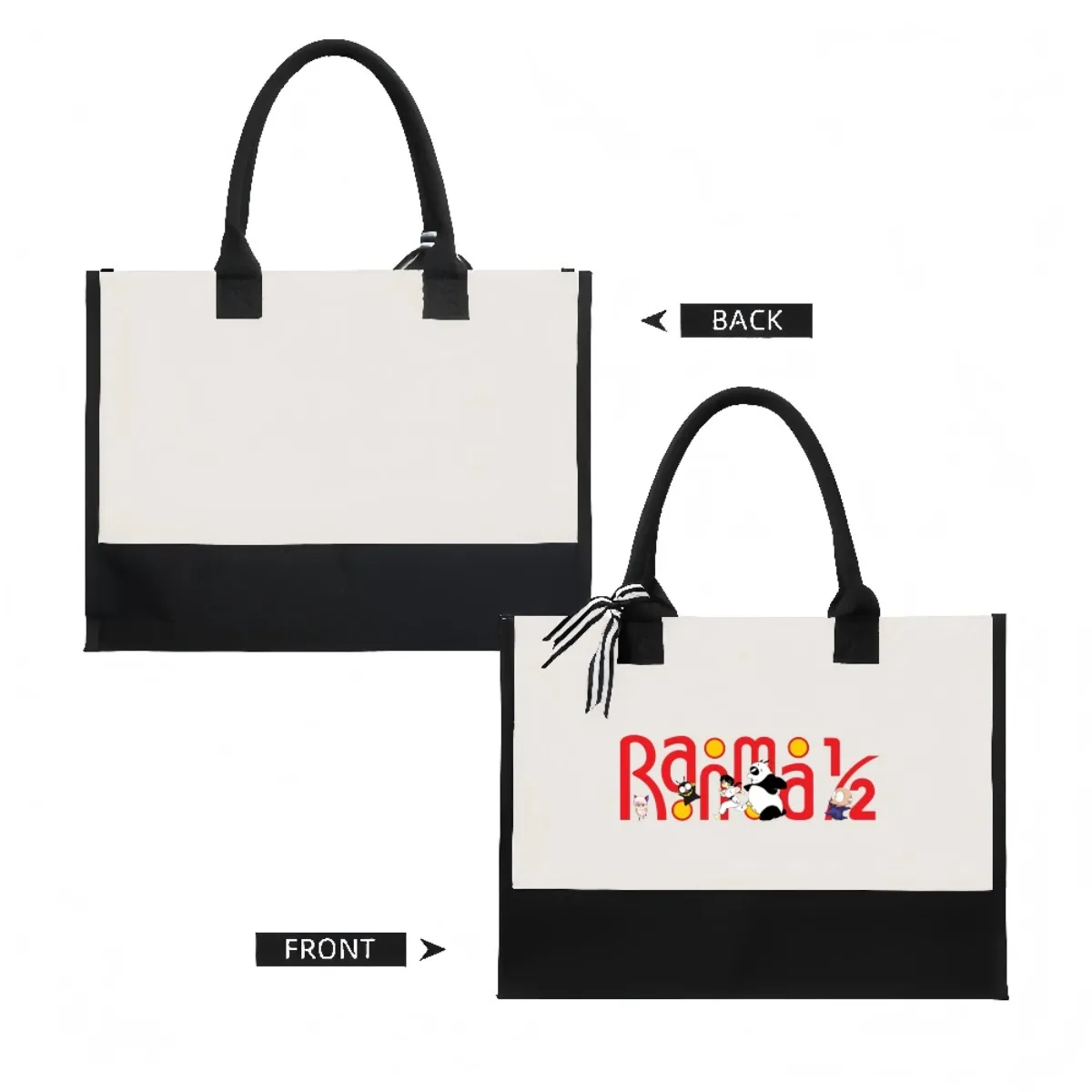 Ranma 12 شعار مضحك 2026 وصول جديد موضة عملية واسعة قابلة لإعادة الاستخدام حمل حقيبة نمط طباعة 2 لهجة الثقيلة كتف كبير