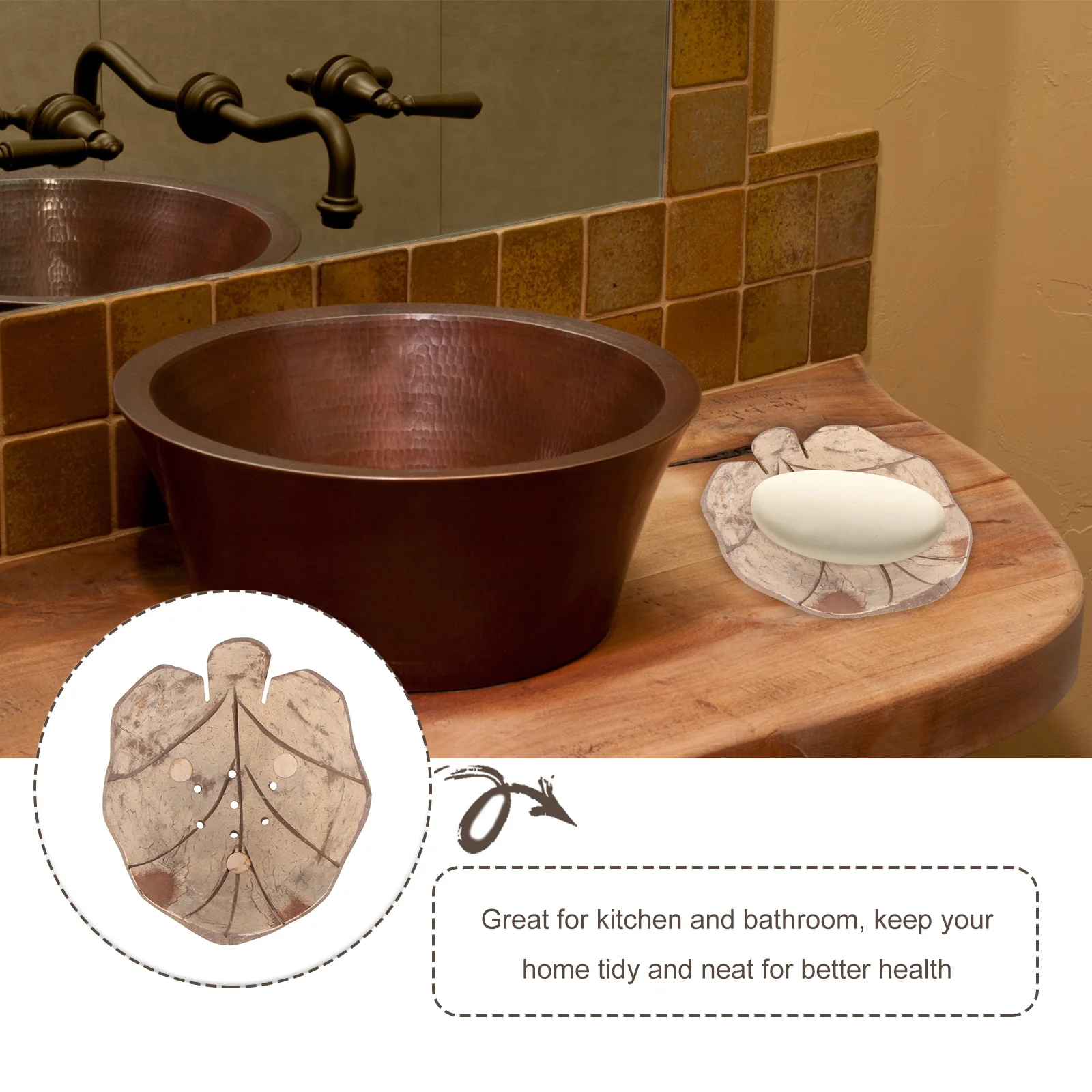 

1pc Natural Maple Leaf Shaped Wooden Soap Holder Dish Rustic Design Decorative Drainage Tray Bathroom Storage Box Home Office
