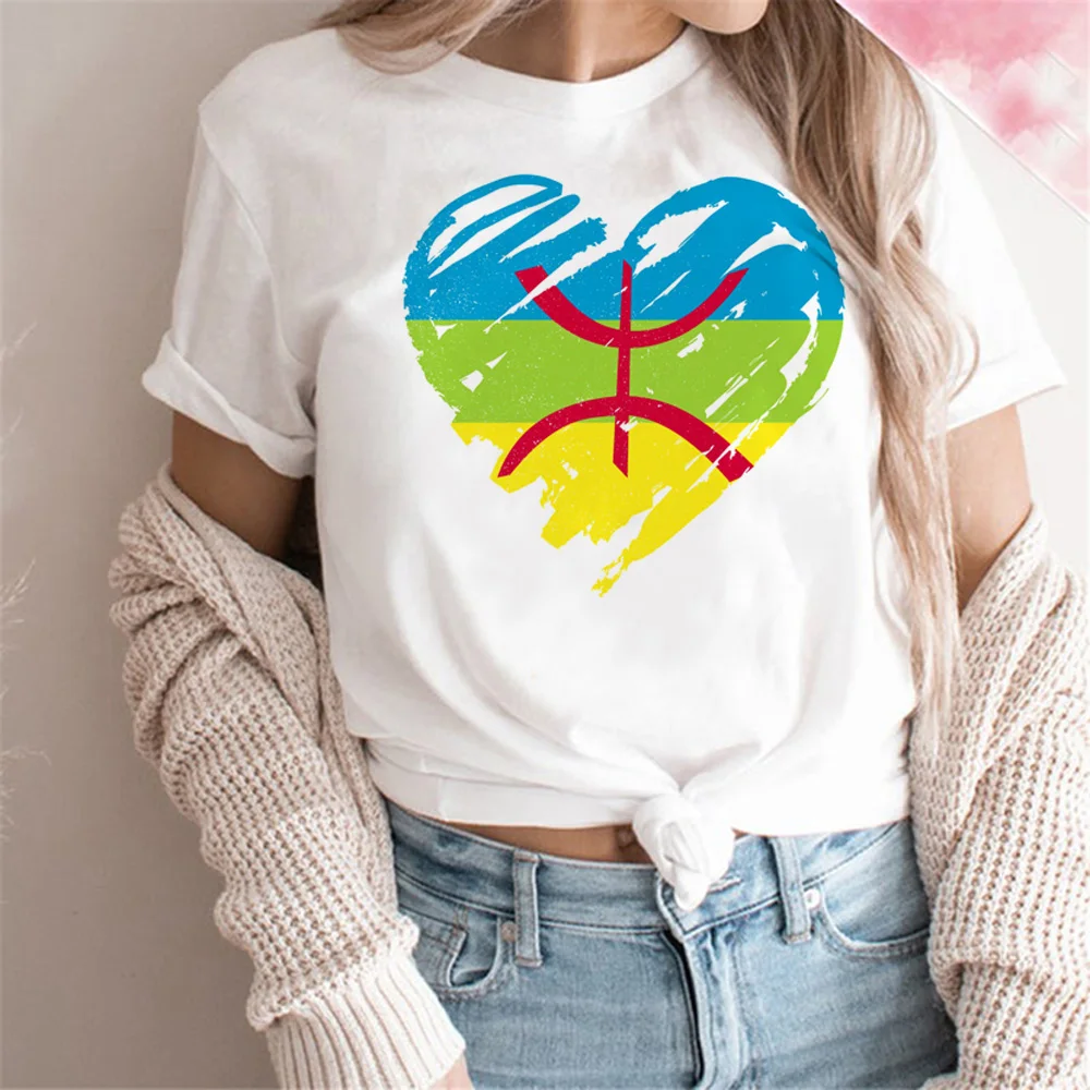 Amazigh t shirt women Y2K funny manga tshirt girl 2000s manga clothing