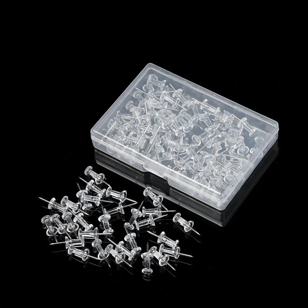 100 Pcs Reusable Board Thumb Tacks Buttons Pins Push Pins Drawing Pins Stationery Supplies Clear Push Pins