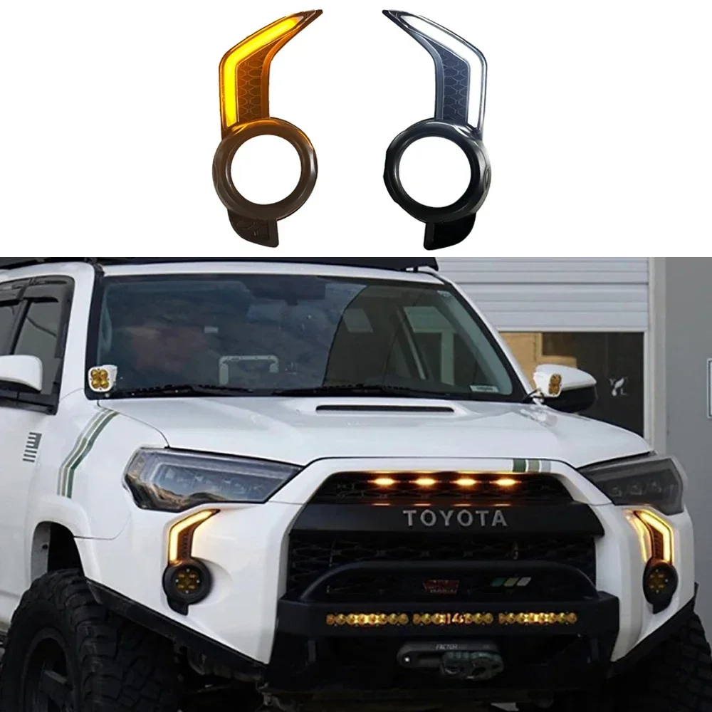 Car LED Daytime Running Light White/Amber LED Foglamp cover foglight for toyota 4runner 4 runner 2014-2021 2022 Accessories