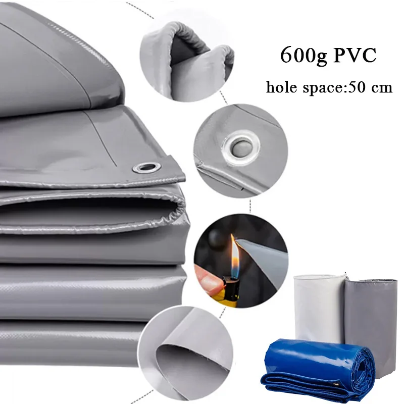 0.5mm PVC Tarpaulin Waterproof 600gsm Customizable Tarp Cover Canopy Awning Rainproof Planting Courtyard Gazebo Balcony Pavilion