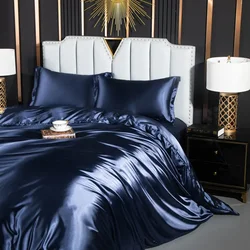Quilt Ice Silk Bedding Set Duvet Cover Set Full King Size Bedding Kit 3pcs/4pcs Bed Cover Bed Linen Flat Sheet Set Home Decro