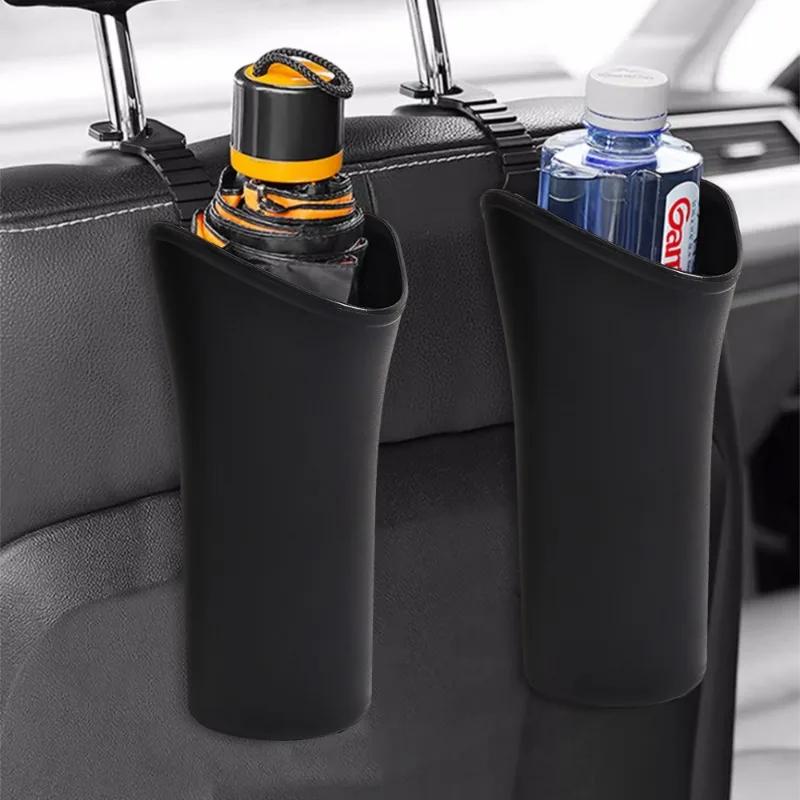 Car Rear Seat Hanging Umbrella Holder Trash Storage Box Plastic Multifunctional Car Back Seats Storage Bucket Holders Barre Tool