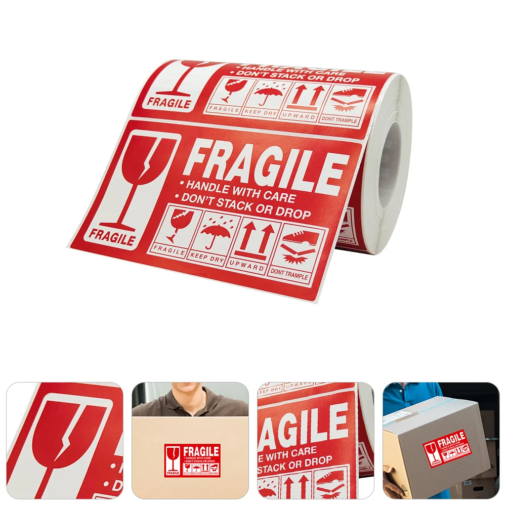 

Fragile Warning Stickers Packing Labels Handle with Care Shipping Copper Plate Package