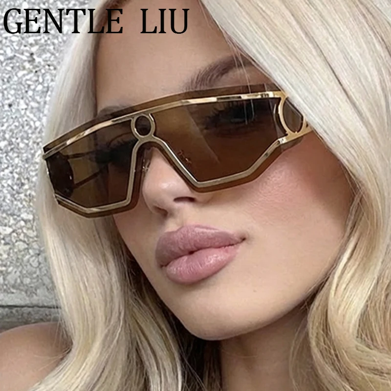 

Y2K Punk Square Rimless Shield Mask Sunglasses Women 2026 Luxury Brand Wrap Around One-Piece Goggle Polygon Sun Glasses Outdoor