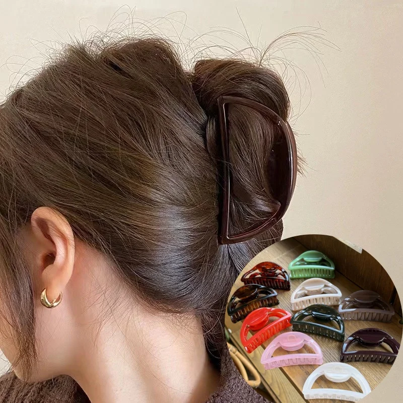 

Новая пряжка-бабочка, ацетатная полукруглая заколка для волос, 10 см, полая темпераментная женская заколка для волос, простой головной убор, зажим в виде акулы на затылке