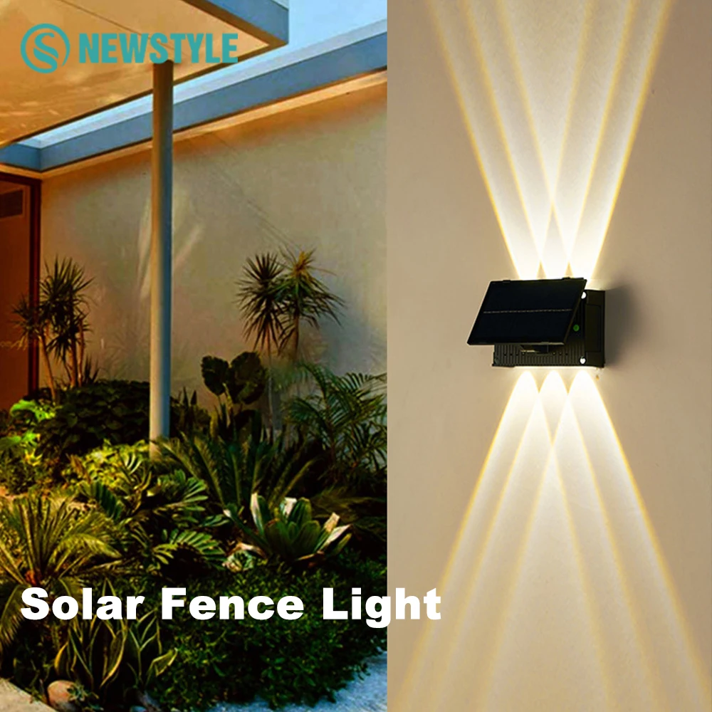 

6/8LED Solar Fence Lamp Outdoor Wall Light Waterproof Deck Decorative Spotlight Warm Light for Backyard,Yard,Garage,Garden